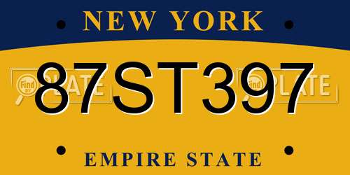 87ST397 New York License Plate