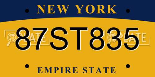 87ST835 New York License Plate
