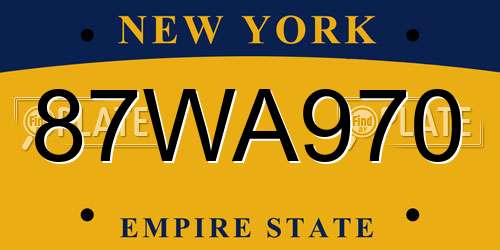 87WA970 New York License Plate