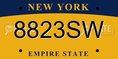 8823SW New York License Plate