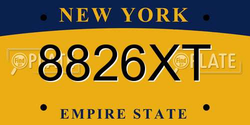 8826XT New York License Plate