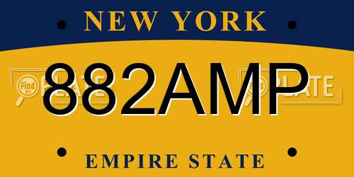 882AMP New York License Plate