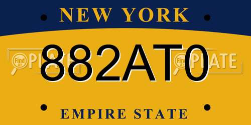882AT0 New York License Plate