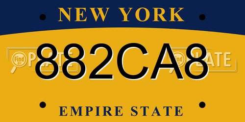 882CA8 New York License Plate