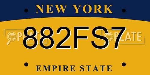 882FS7 New York License Plate