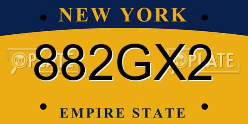 882GX2 New York License Plate