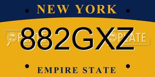 882GXZ New York License Plate