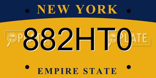 882HT0 New York License Plate