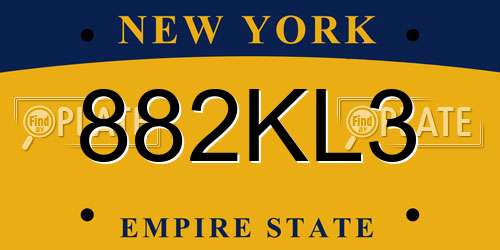 882KL3 New York License Plate