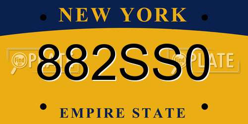 882SS0 New York License Plate