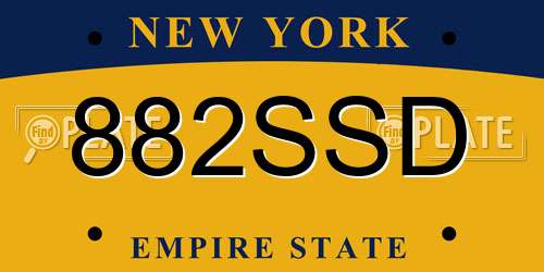 882SSD New York License Plate