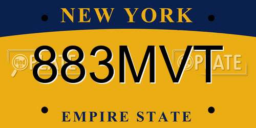 883MVT New York License Plate