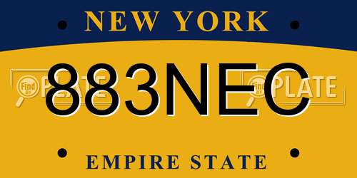 883NEC New York License Plate