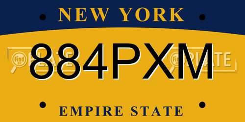 884PXM New York License Plate