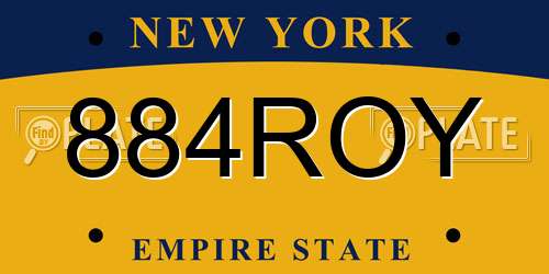884ROY New York License Plate