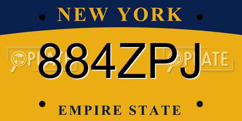 884ZPJ New York License Plate