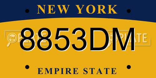 8853DM New York License Plate