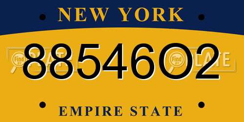 88546O2 New York License Plate