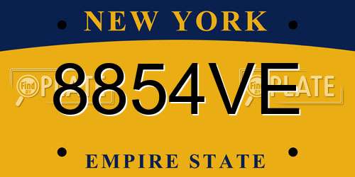 8854VE New York License Plate