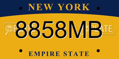 8858MB New York License Plate