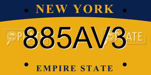 885AV3 New York License Plate