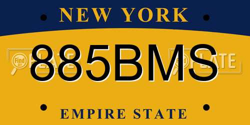 885BMS New York License Plate