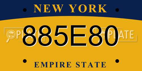 885E80 New York License Plate
