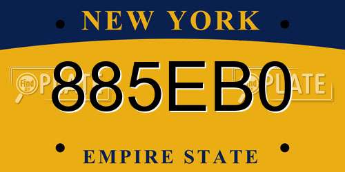 885EB0 New York License Plate