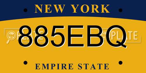885EBQ New York License Plate