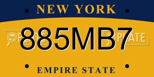885MB7 New York License Plate