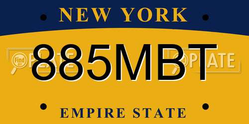 885MBT New York License Plate