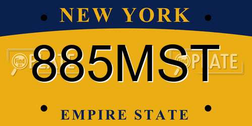885MST New York License Plate