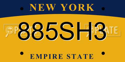 885SH3 New York License Plate