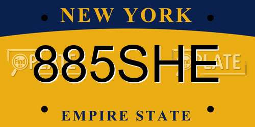 885SHE New York License Plate