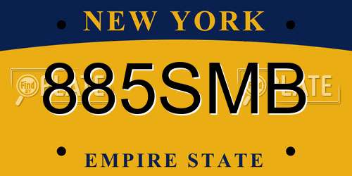 885SMB New York License Plate