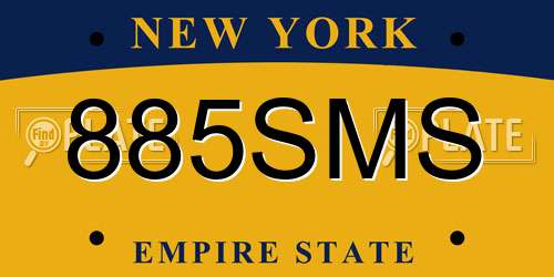 885SMS New York License Plate