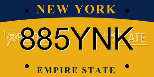 885YNK New York License Plate