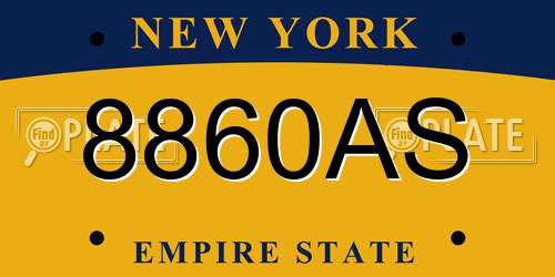 8860AS New York License Plate