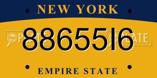 88655I6 New York License Plate