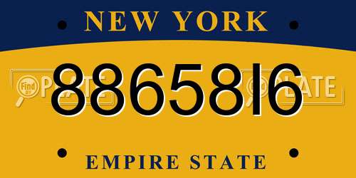 88658I6 New York License Plate