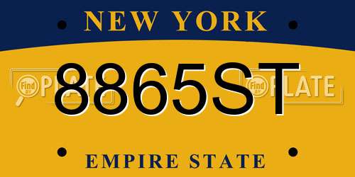 8865ST New York License Plate