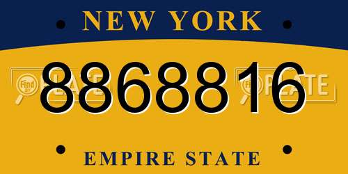 8868816 New York License Plate