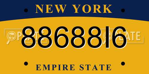 88688I6 New York License Plate
