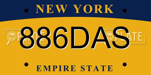 886DAS New York License Plate