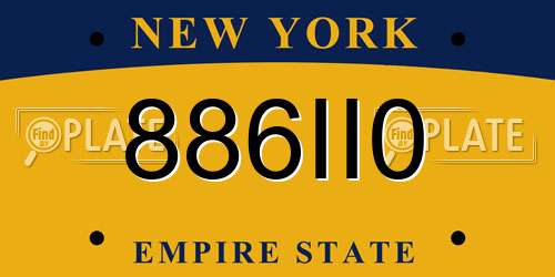 886II0 New York License Plate