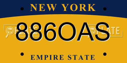 886OAS New York License Plate