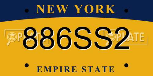 886SS2 New York License Plate