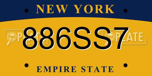 886SS7 New York License Plate