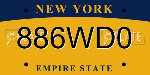 886WD0 New York License Plate