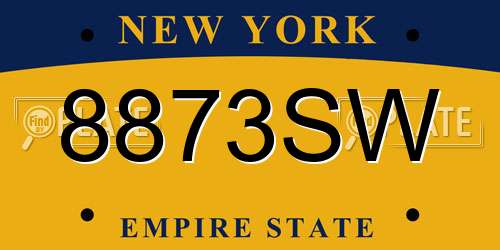 8873SW New York License Plate